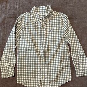 Vineyard Vines Boy’s Green and White Gingham Button Down Shirt